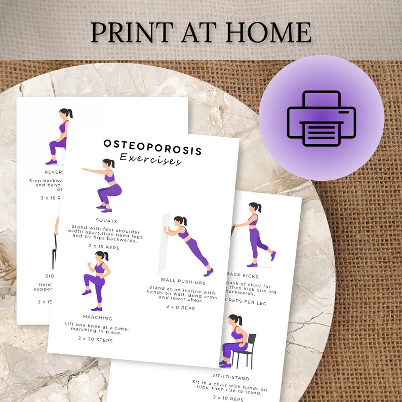 Osteoporosis Exercises Chart | Printable Daily Low Impact Workout ...