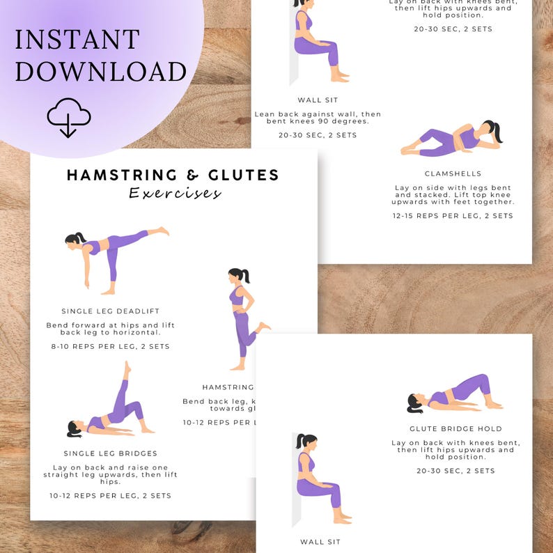 Hamstring & Glutes Workout Poster | Leg Day Exercises | Lower Body ...