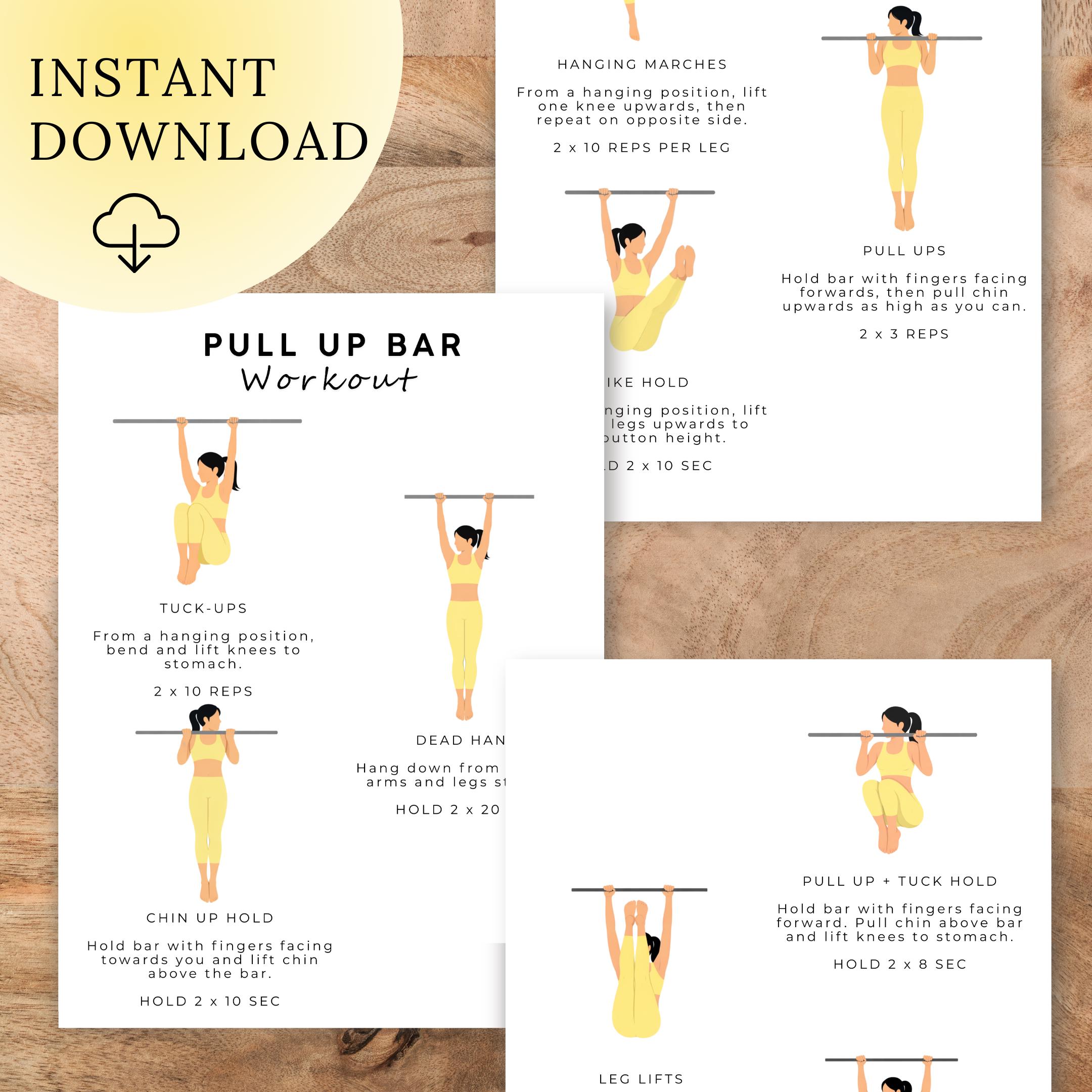 Pull up Bar Exercises | Workout Chart | Printable Workout Poster | Home ...