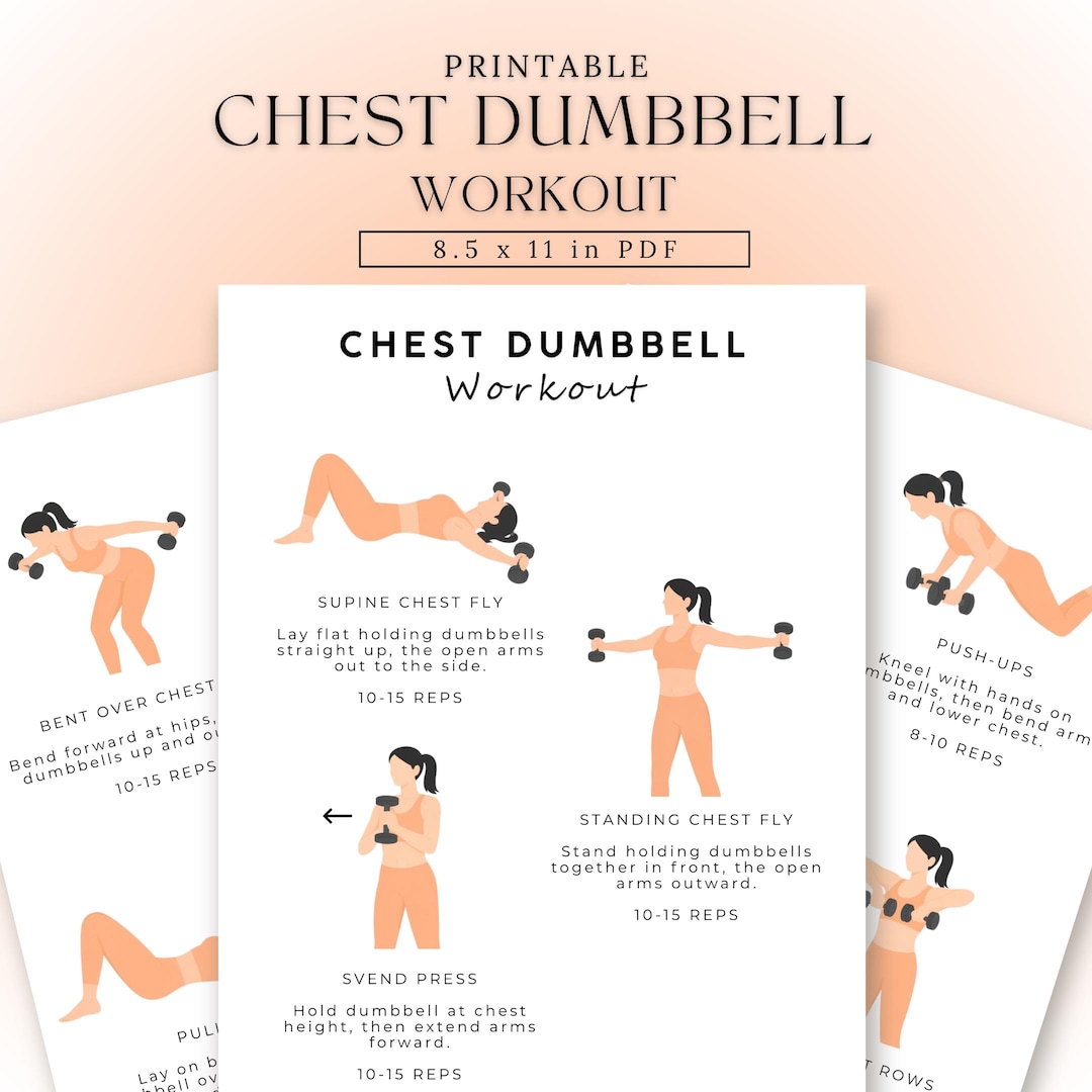 Chest Dumbbell Workout Poster | Home Gym Exercises | Dumbbell Workout ...