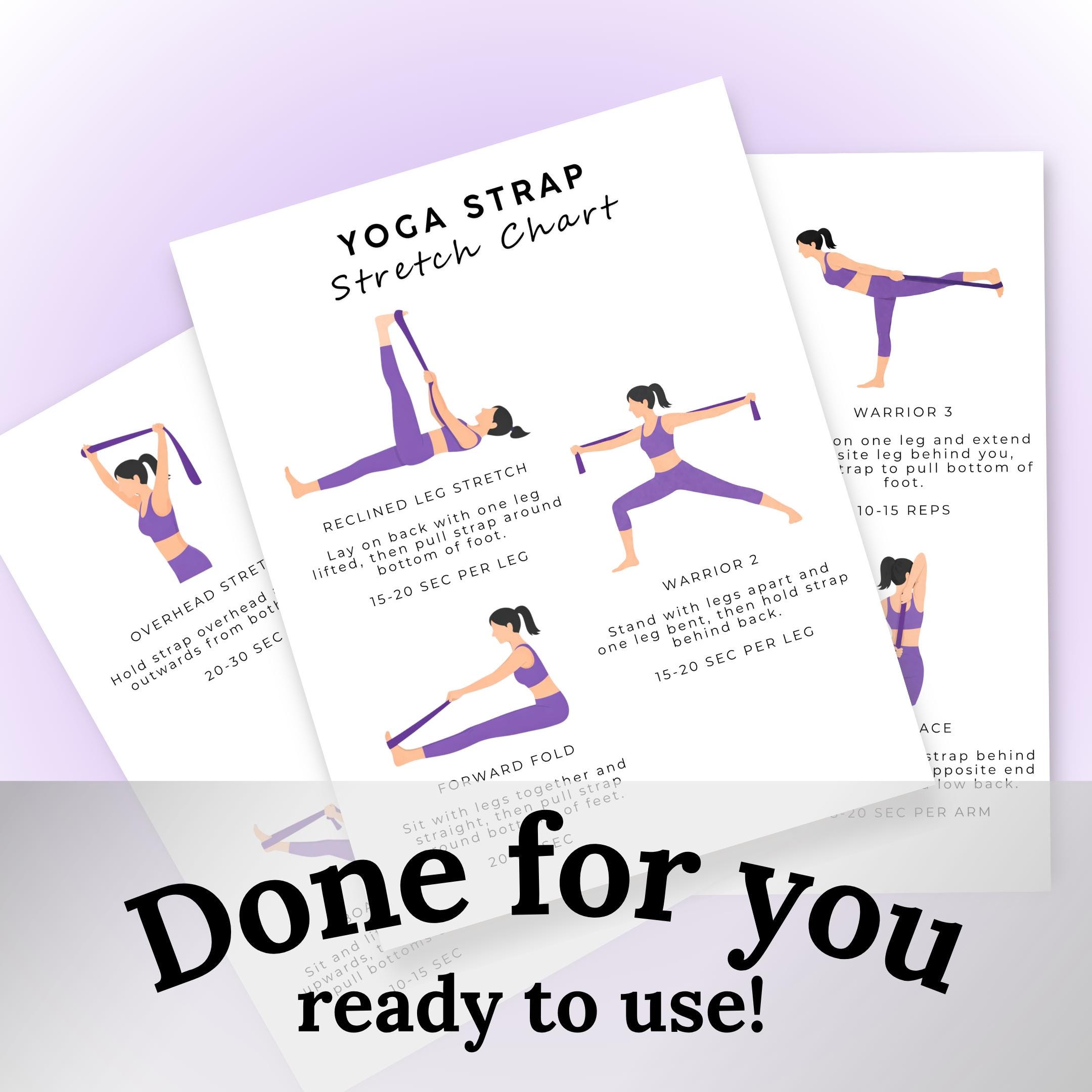 Stretch Poses Names Yoga Strap Stretch Poses Chart Printable | Exercise Poster PDF | Yoga ...