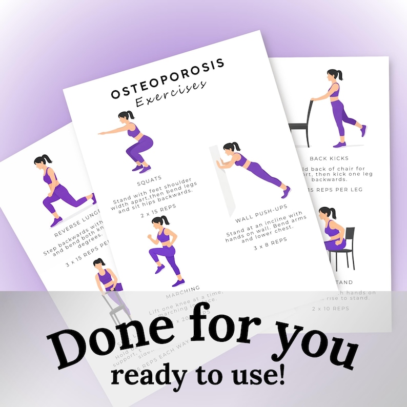 Osteoporosis Exercises Chart | Printable Daily Low Impact Workout ...