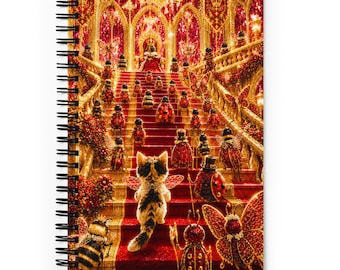Ruby & Gold Ladybug Kingdom Cat Spiraalnotitieboekje | Jewel Collection Fantasy Cat Dagboek | Ladybug Kingdom Cat Briefpapier