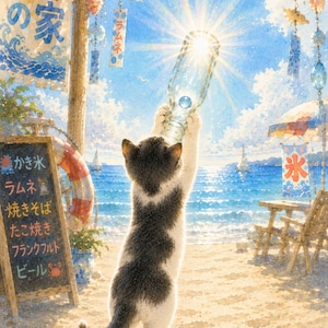 Back View Cat – Catching Sunshine with a Ramune Bottle – Emotional ...