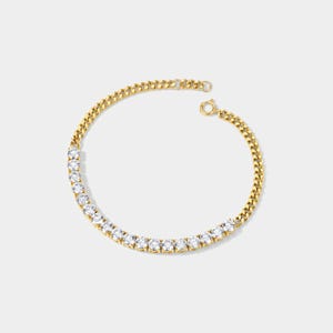 Bracelet tennis en diamants cultivés en laboratoire, bracelet de demoiselle d'honneur en or 14 carats, bracelet empilable minimaliste vintage pour femme, cadeau d'anniversaire pour petite amie