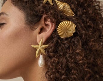 Joyería Golden Tide / Accesorios para el cabello inspirados en el océano y piezas nupciales costeras