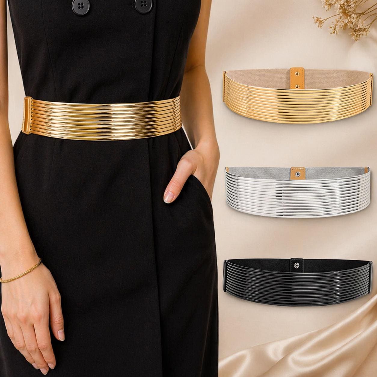 thick gold belt for dress Belt gold main image 1