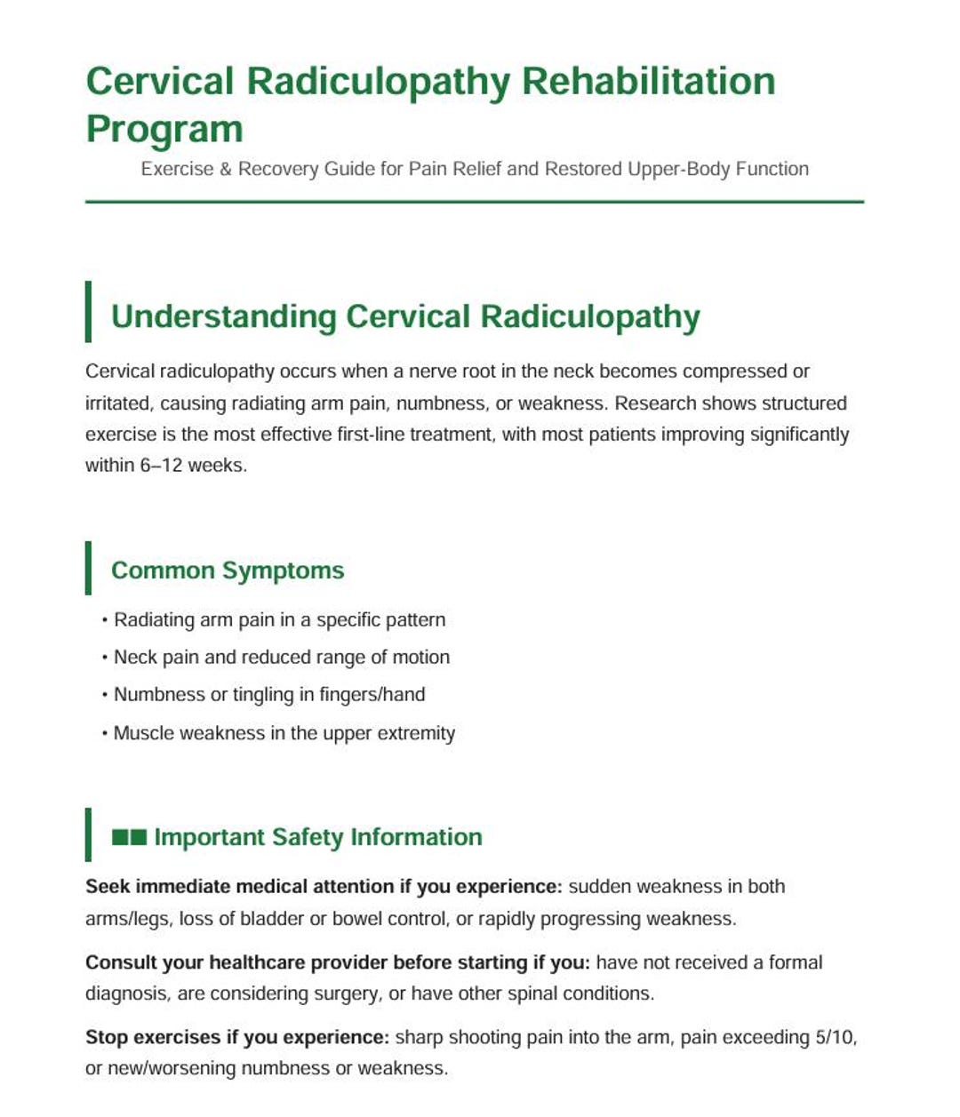 Cervical Radiculopathy Rehab Guide | Neck Pain & Arm Numbness Relief ...