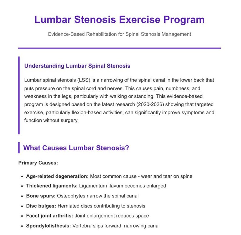 Lumbar Spinal Stenosis Exercise Program PDF | Back Pain Relief ...