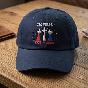 America 250 Years Fighter Jet Hat | Embroidered | 4th of July | USA 1776 2026 Gift