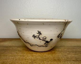 Cuenco Raku de crin de caballo vintage, regalo de cerámica firmado para amantes del arte, decoración cerámica Wabi Sabi, regalo único para inauguración de casa