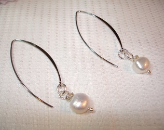 Pearl Earrings - Long Dangle Style - Simple Elegance - Natural Pearls