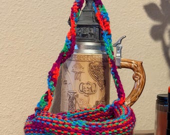 Multicolor handmade crochet Easter basket with handle