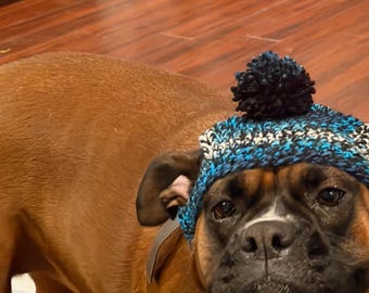 Handmade crochet hat with ear holes for medium and large dogs multicolor