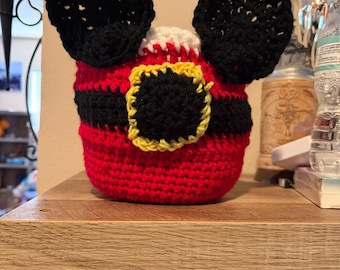 Mouse Santa basket handmade crochet