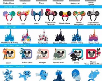 Disney world hidden Disney hidden Mickey mystery set wave a and b 2025 and wave a 2026 complete sets with chasers and super chasers 111 pins