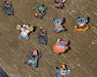 Stitch attacks snacks mystery pin set Disney trading pins