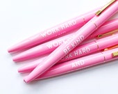 Work Hard And Be Kind Pens-  Light Pink, Set of 5 // Stocking Stuffers // Holiday Gifts