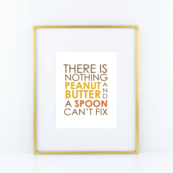 Erdnussbutter und einen Löffel Print - braun, gelb, Orange \\ ACD Original Zitat