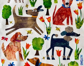 Dogs in the Park Tea Towel