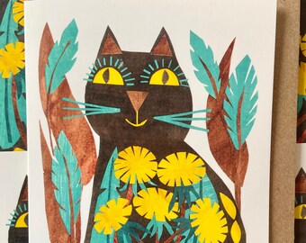Folk Cat Greeting Card