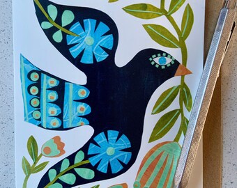 Folk Bird Greeting Card