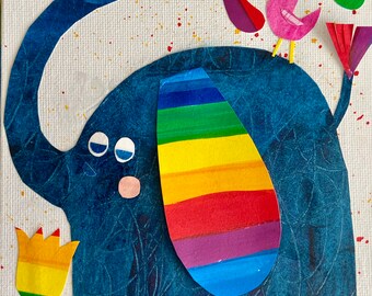 Original Canvas Rainbow Elephant