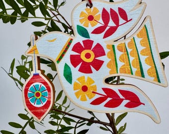 Festliche Folklore Taube Design Dekoration aus Holz