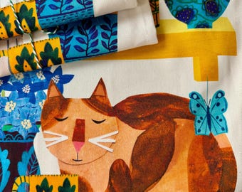 Kitty on Kitchen Shelf tea Towel