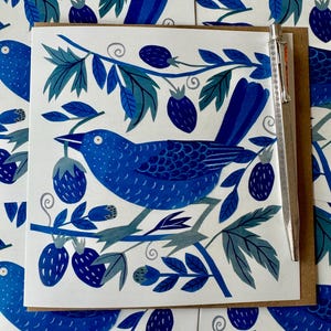 Biglietto d'auguri "Uccello azzurro"