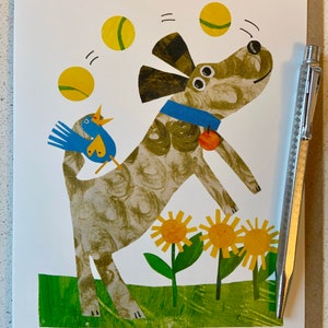 Tess, dog with tennis balls Greeting Card