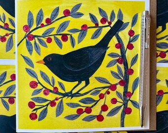 Black Bird Greeting Card