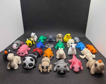 Set De 18 Mini Figuras De Animales Impresas En 3D – Tamaño 2-5 Cm De PLA | Juguetes Antiestrés Y Decorativos | Regalo Para Cumpleaños Y Pascua