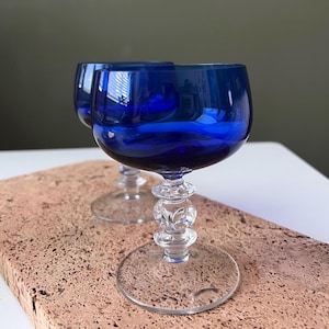 Cobalt blue vintage wine glasses