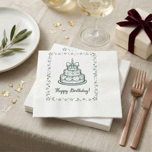 Servilletas personalizadas de feliz cumpleaños Servilletas de papel personalizadas para pastel de cumpleaños Servilletas de cóctel con luna y estrella celestiales