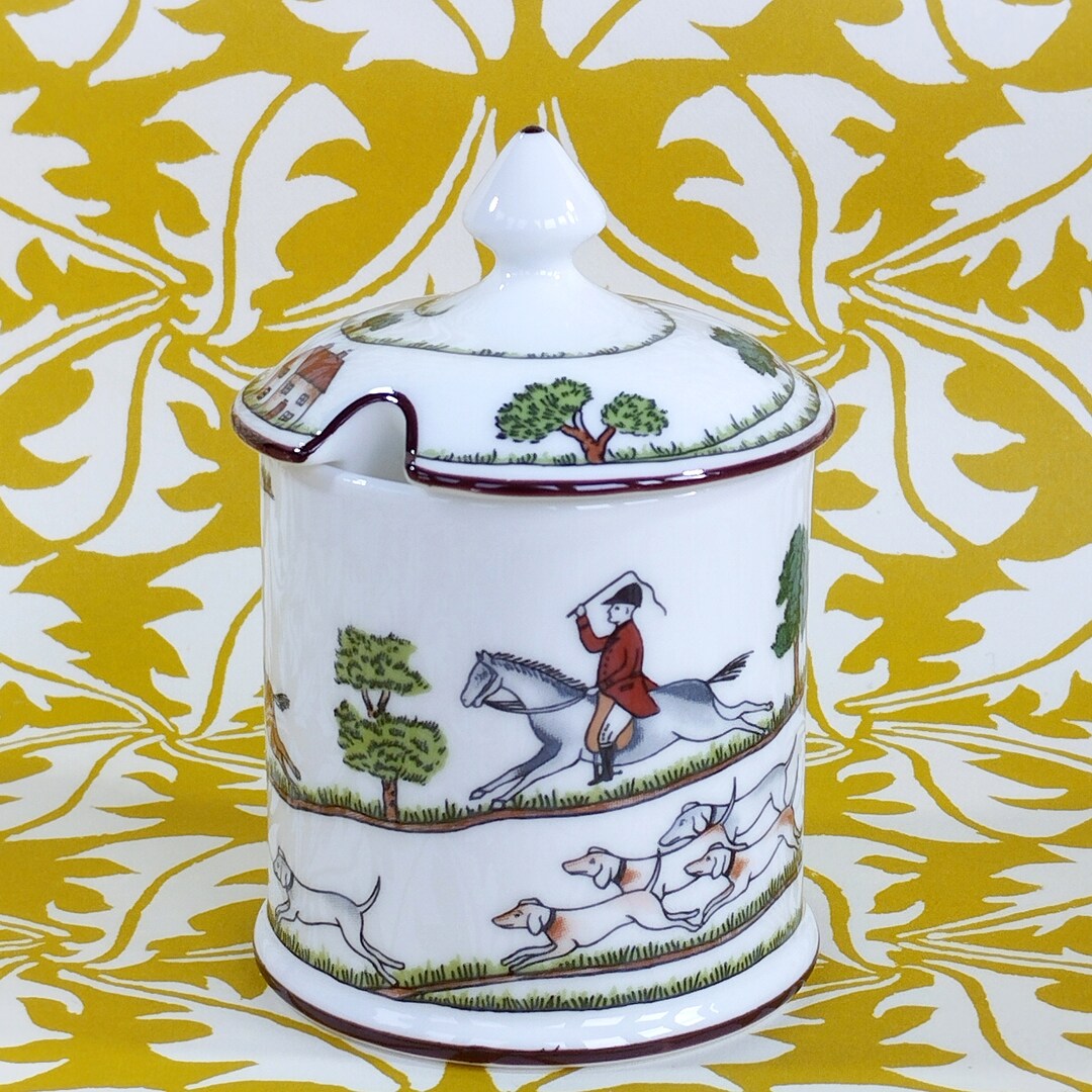 Wedgwood Coalport Hunting Scene Mustard Pot and Lid - Excellent Vintage ...