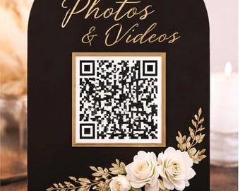 Cartello con codice QR per matrimoni / Scansiona per condividere foto e video / Decorazione in acrilico o legno