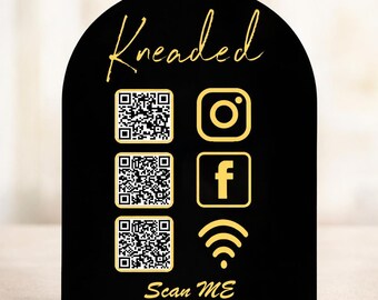 Insegna aziendale personalizzata con codice QR / Social media, Wi-Fi, link di pagamento, link per ordini e altro ancora
