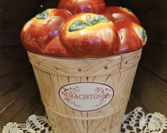 Pfaltzgraff Apple Canister Vintage Kitchen Decor Farmhouse Cottage Core USA Pottery