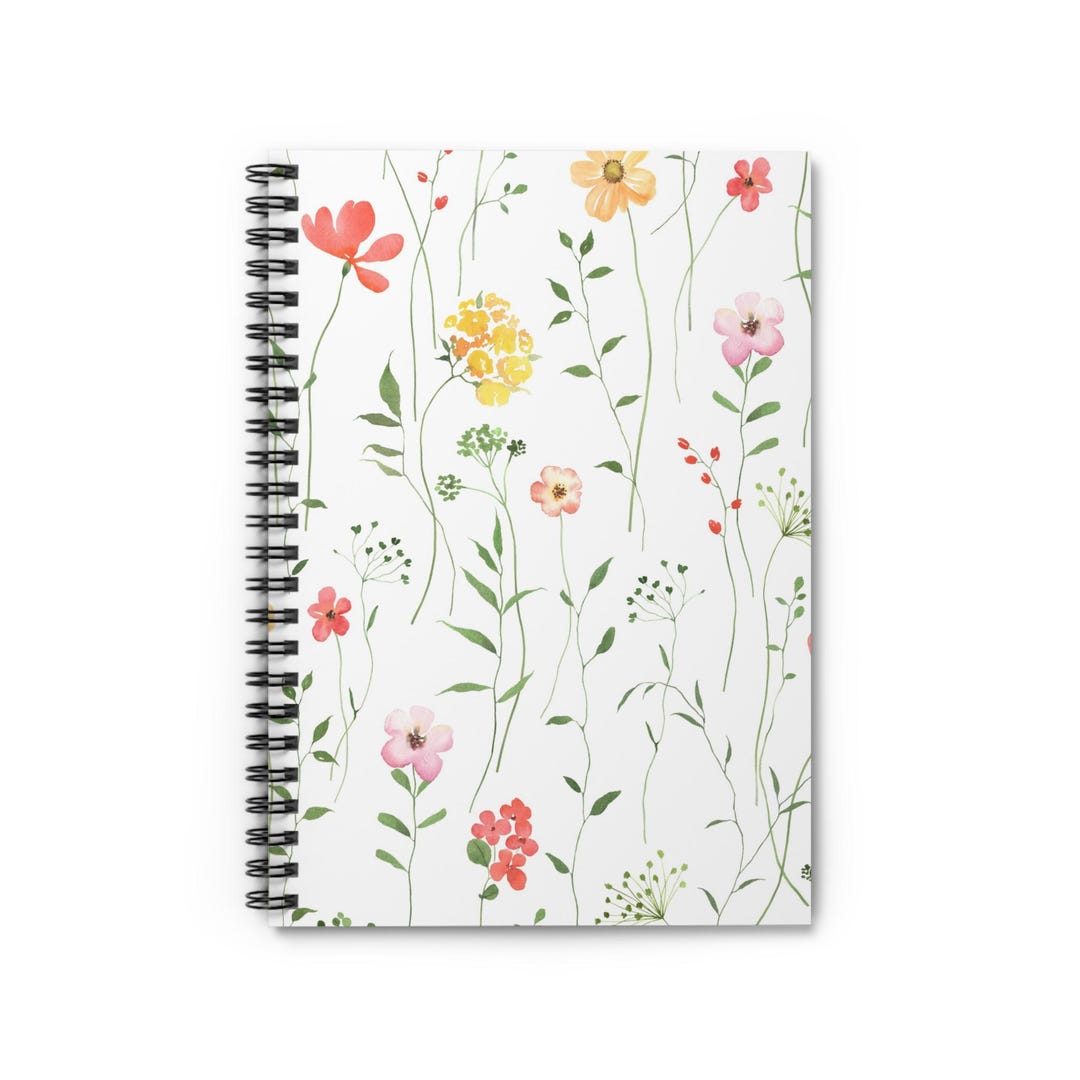 Watercolor Wildflower Pattern Spiral Notebook | Ruled Journal - Etsy