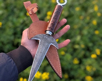 Réplica de cuchillo Kunai de acero de Damasco hecha a mano, réplica de accesorio para cosplay ninja, cuchillo arrojadizo de colección, cuchillo personalizado, regalo para él.
