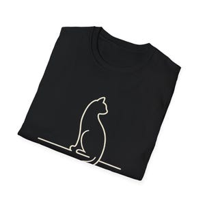 Minimalistisches Katzen-Linien-Kunst-Shirt, einfache Katzen-Grafik-T-Shirt, Unisex-Katzenliebhaber-T-Stück, modernes minimales T-Stück, ästhetisches Katzen-Shirt Bild 9