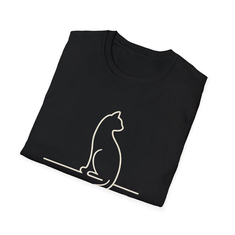 Minimalistisches Katzen-Linien-Kunst-Shirt, einfache Katzen-Grafik-T-Shirt, Unisex-Katzenliebhaber-T-Stück, modernes minimales T-Stück, ästhetisches Katzen-Shirt Bild 9