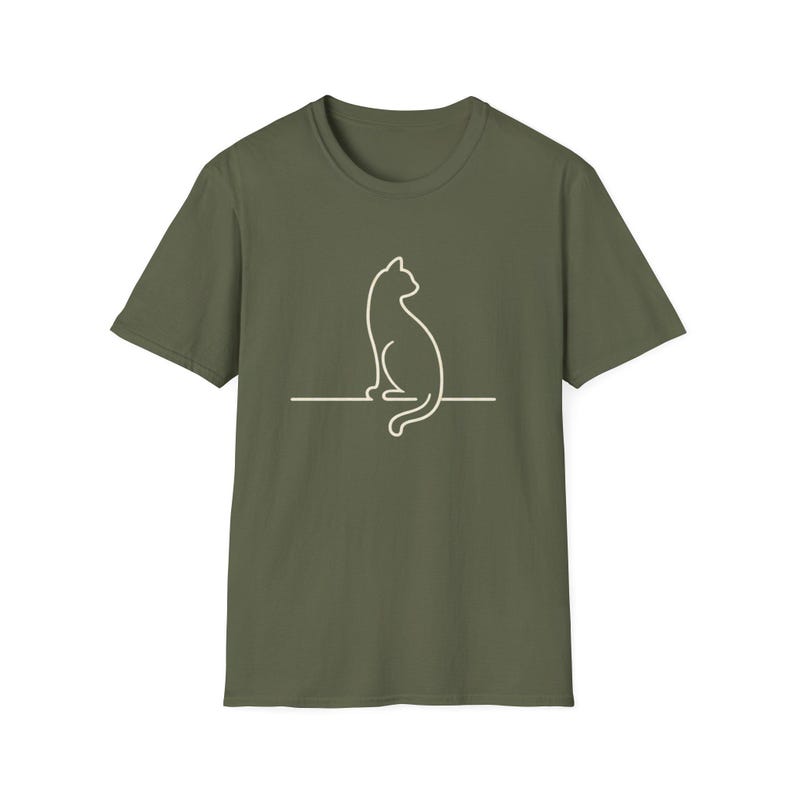 Minimalistisches Katzen-Linien-Kunst-Shirt, einfache Katzen-Grafik-T-Shirt, Unisex-Katzenliebhaber-T-Stück, modernes minimales T-Stück, ästhetisches Katzen-Shirt Bild 4