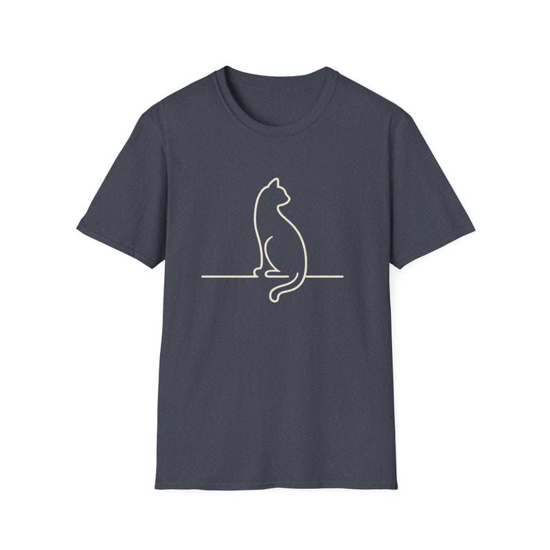 Minimalistisches Katzen-Linien-Kunst-Shirt, einfache Katzen-Grafik-T-Shirt, Unisex-Katzenliebhaber-T-Stück, modernes minimales T-Stück, ästhetisches Katzen-Shirt Bild 8