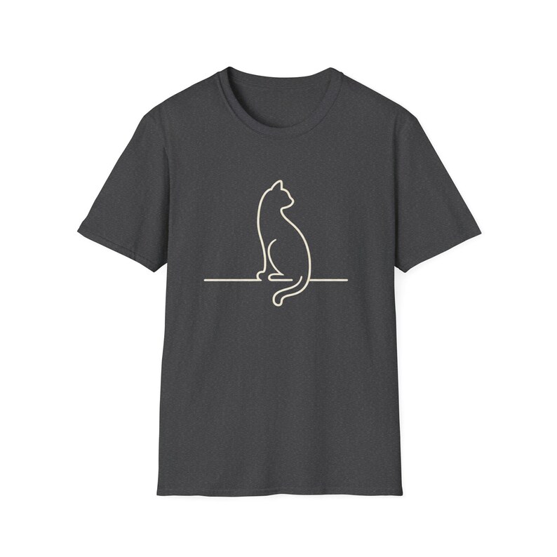 Minimalistisches Katzen-Linien-Kunst-Shirt, einfache Katzen-Grafik-T-Shirt, Unisex-Katzenliebhaber-T-Stück, modernes minimales T-Stück, ästhetisches Katzen-Shirt Bild 5