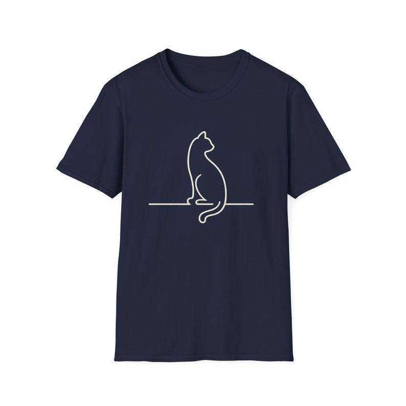 Minimalistisches Katzen-Linien-Kunst-Shirt, einfache Katzen-Grafik-T-Shirt, Unisex-Katzenliebhaber-T-Stück, modernes minimales T-Stück, ästhetisches Katzen-Shirt Bild 7