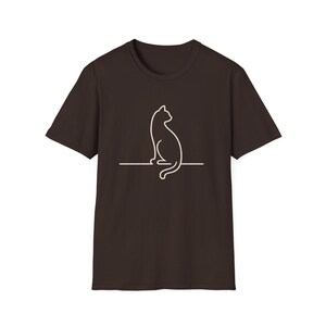 Minimalistisches Katzen-Linien-Kunst-Shirt, einfache Katzen-Grafik-T-Shirt, Unisex-Katzenliebhaber-T-Stück, modernes minimales T-Stück, ästhetisches Katzen-Shirt Bild 3
