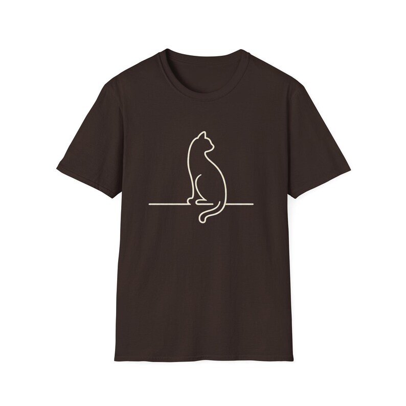 Minimalistisches Katzen-Linien-Kunst-Shirt, einfache Katzen-Grafik-T-Shirt, Unisex-Katzenliebhaber-T-Stück, modernes minimales T-Stück, ästhetisches Katzen-Shirt Bild 3