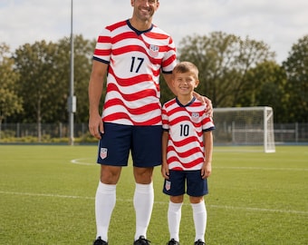 Custom USA Soccer Jersey for Men Women Youth Kid Shirt for Fans Player, Personalized Team Name Number Logo National Soccer Jersey Kid Shirt
